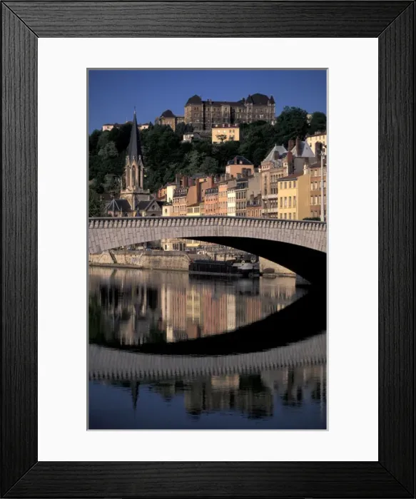 Framed Print : France, Lyon, Rhone Valley. Saone River. Quai Fuichiron, morning Framed Print : France, Lyon, Rhone Valley. Saone River. Quai Fuichiron, morning