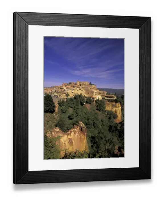 Framed Print : Europe, France, Provence, Vaucluse, Roussillon Morning town view from Chausee
