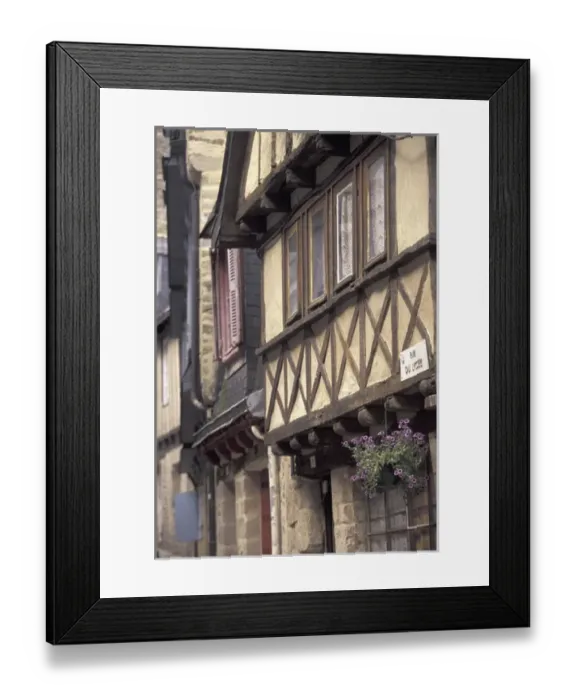 Framed Print : Europe, France, Brittany, Finistere Quimper; Old Town; half-timbered buildings