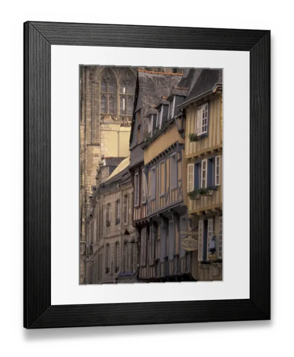 Framed Print : Europe, France, Brittany, Finistere Quimper; Old Town; half-timbered buildings