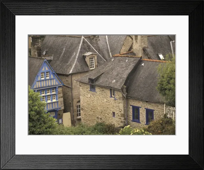 Framed Print : Europe, France, Brittany, Cotes d Armor; Dinan Building detail, old city