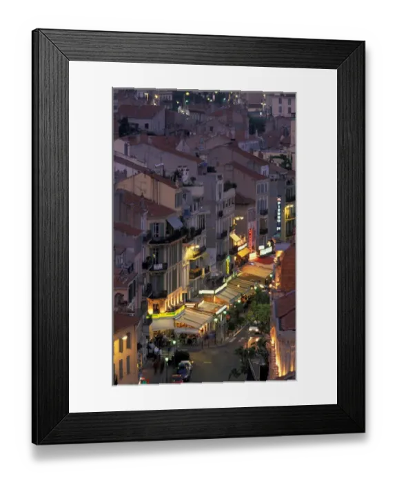 Framed Print : Europe, France, Cote D Azure, Cannes. Overview of Rue Faure Framed Print : Europe, France, Cote D Azure, Cannes. Overview of Rue Faure