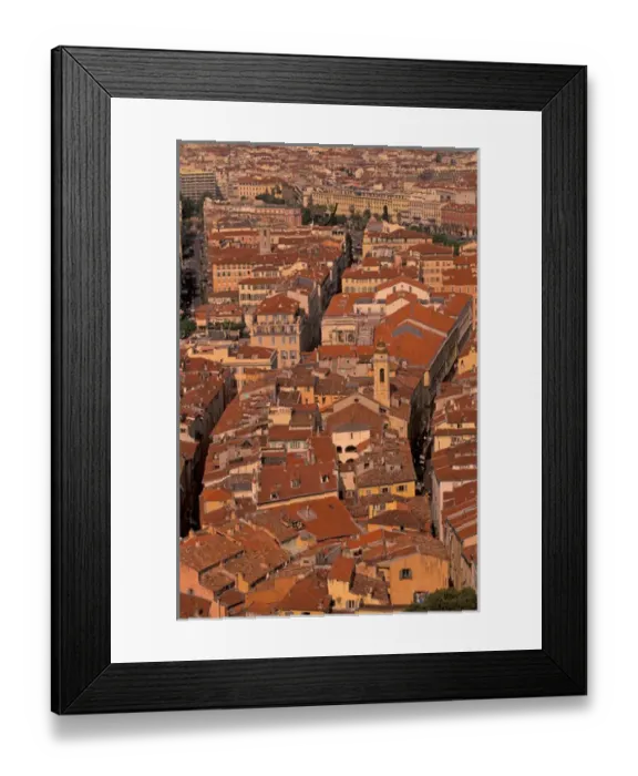 Framed Print : Europe, France, Cote D Azure, Nice. Aerial view of Old Nice