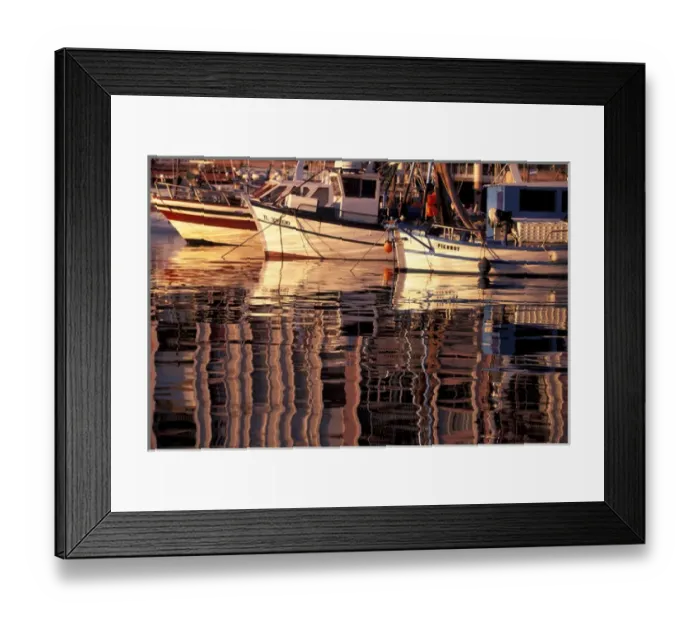 Framed Print : EU, France, Cote D Azur, Var, Toulon. Boat reflections in old port