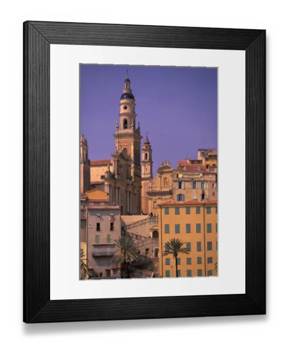 Framed Print : EU, France, Cote D Azur / French Riviera, Menton. Town view Plage des Sabletts Framed Print : EU, France, Cote D Azur / French Riviera, Menton. Town view Plage des Sabletts