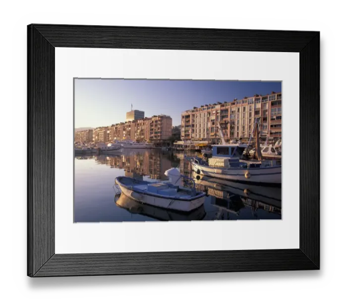 Framed Print : EU, France, Cote D Azur  /  French Riviera, Var, Toulon. Sunset light, Port. Quai