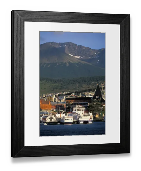 Framed Print : Argentina, Tierra Del Fuego. City view of Ushuaia Framed Print : Argentina, Tierra Del Fuego. City view of Ushuaia