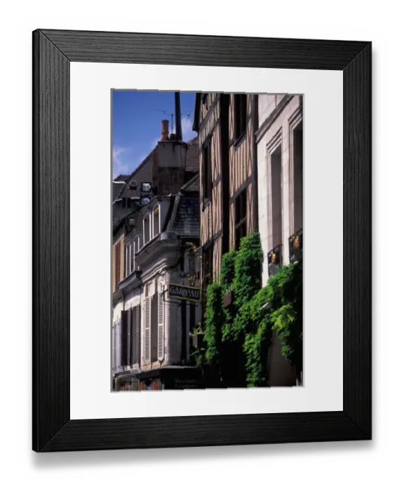 Framed Print : EU, France, Burgundy, Yonne, Auxerre. Half-timbered house details
