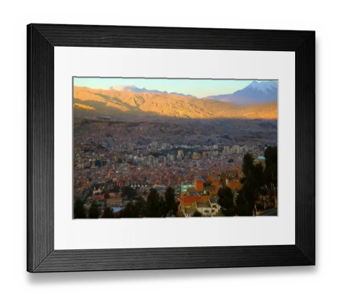 Framed Print : Cityscape of La Paz with Andes Mountain, Bolivia