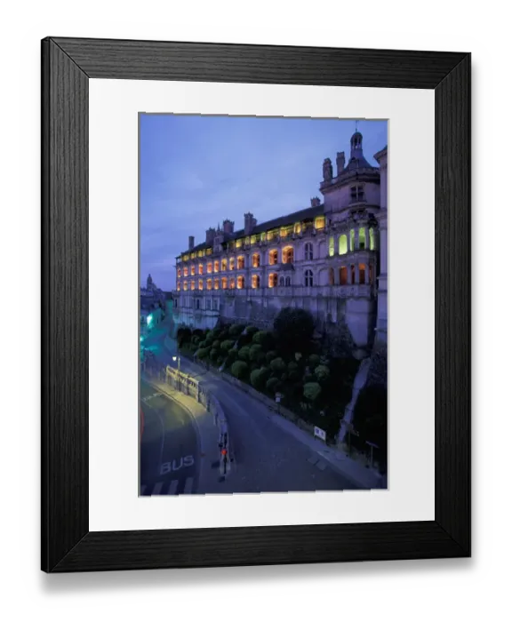 Framed Print : EU, France, Loire Valley, Loir-et-Cher. Chateau de Blois. Facade des Loges, evening