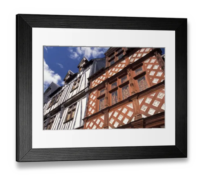 Framed Print : EU, France, Normandy, Seine, Rouen, Maritime. Half timbered buildings, Old Rouen