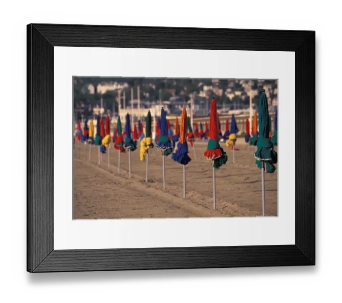Framed Print : EU, France, Normandy, Calvados, Deauville. Promenade des Planches Beach, Beach Umbrellas Framed Print : EU, France, Normandy, Calvados, Deauville. Promenade des Planches Beach, Beach Umbrellas