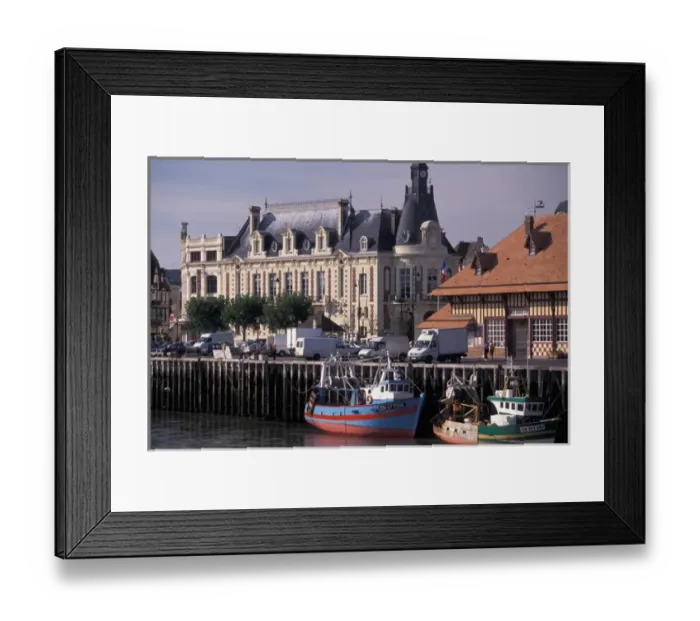 Framed Print : EU, France, Normandy, Calvados, Trouville-Sur-Mer. Riverfront and Hotel de Ville Framed Print : EU, France, Normandy, Calvados, Trouville-Sur-Mer. Riverfront and Hotel de Ville