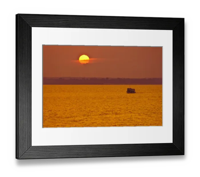 Framed Print : Amazon River, Brazil. Local passenger ferry at sunset Framed Print : Amazon River, Brazil. Local passenger ferry at sunset