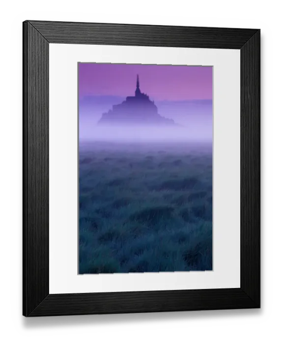 Framed Print : EU, France, Normandy, Manche, Mont St Michel. Dawn, mist, and field Framed Print : EU, France, Normandy, Manche, Mont St Michel. Dawn, mist, and field