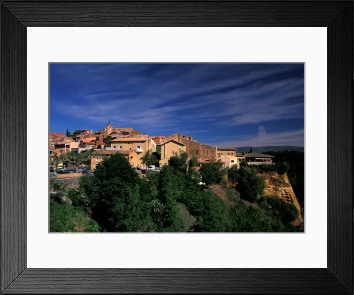Framed Print : EU, France, Provence, Vaucluse, Roussillon. Town view from Chausee des Geants Framed Print : EU, France, Provence, Vaucluse, Roussillon. Town view from Chausee des Geants