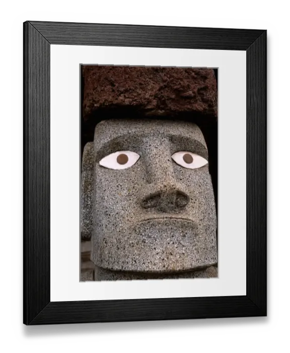 Framed Print : Close-up of stone abstract Moai art work Easter Island during Tapati Festival Rapa Nui Framed Print : Close-up of stone abstract Moai art work Easter Island during Tapati Festival Rapa Nui