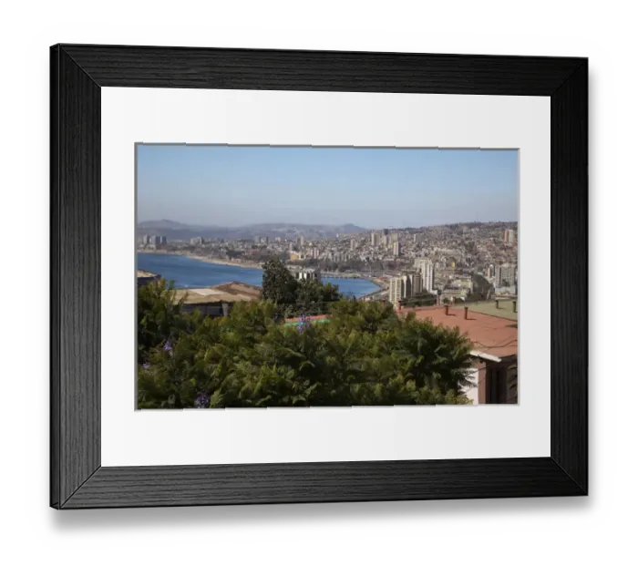 Framed Print : South America, Chile, Valparaiso. Overview of city and the bay. (UNESCO World Heritage