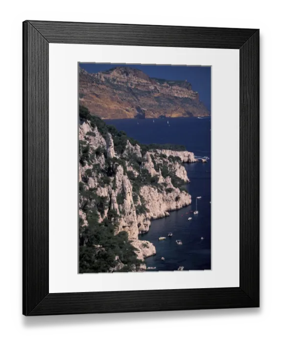 Framed Print : EU, France, Provence, Bouches-du-Rhone, Cassis. Calanque d En-Vau. View towards