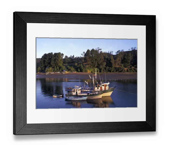 Framed Print : Chile, The Lake District. Fishing fleet, Port Angelmo, Puerto Montt