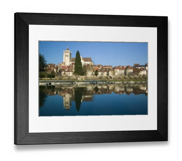 Framed Print : Europe, France, Jura-DOLE: Town View with Collegiale Notre Dame Church (16th century)