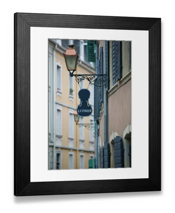 Framed Print : FRANCE-Alsace (Haut Rhin)-Mulhouse: Detail of Music Store Sign