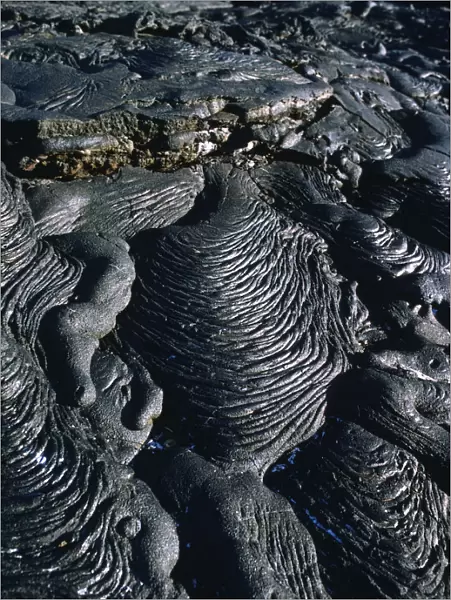South America; Ecuador, Pacific Ocean; Galapagos Islands; Pahoehoe lava on Fernandina