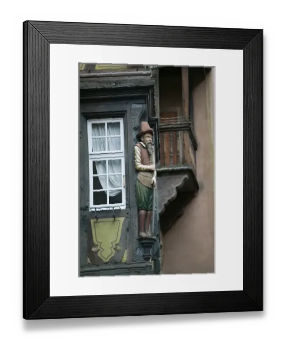 Framed Print : FRANCE-Alsace (Haut Rhin)-Colmar: Figure of Merchant Detail  /  rue des Marchands