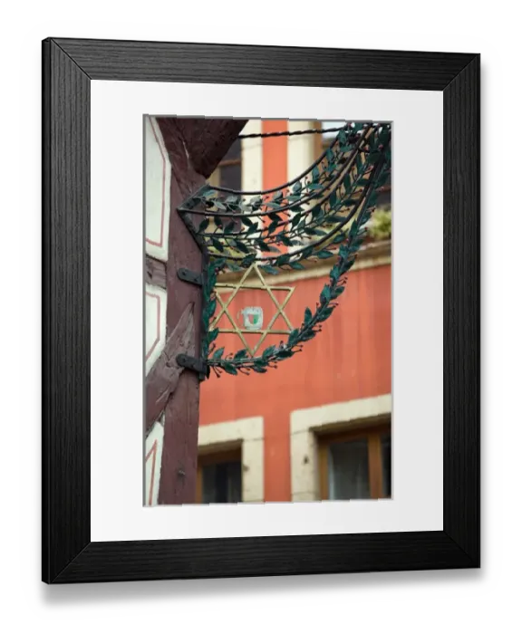 Framed Print : FRANCE-Alsace (Haut Rhin)-Colmar: Old Town: Restaurant Au Fer Rouge Sign- Star of Framed Print : FRANCE-Alsace (Haut Rhin)-Colmar: Old Town: Restaurant Au Fer Rouge Sign- Star of