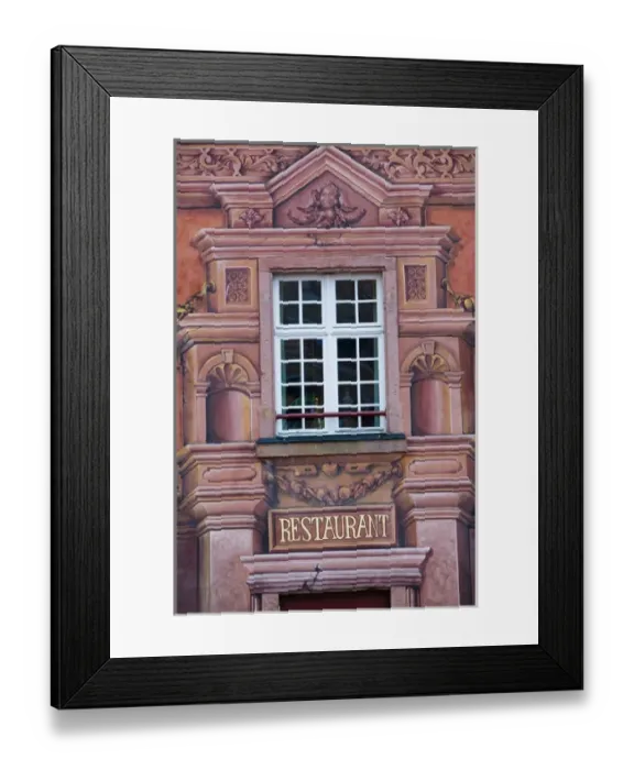 Framed Print : FRANCE-Alsace (Haut Rhin)-Colmar: Detail of Jean Yves Schillinger Restaurant  /  Old Town
