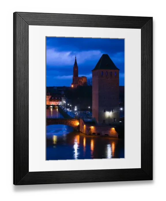 Framed Print : FRANCE-Alsace (Haut Rhin)-Strasbourg: Evening View along the Ponts Couverts & Ill River Framed Print : FRANCE-Alsace (Haut Rhin)-Strasbourg: Evening View along the Ponts Couverts & Ill River