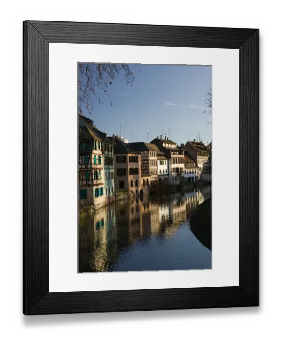 Framed Print : FRANCE-Alsace (Haut Rhin)-Strasbourg: Houses in Petite France on Ill River / Winter Framed Print : FRANCE-Alsace (Haut Rhin)-Strasbourg: Houses in Petite France on Ill River / Winter