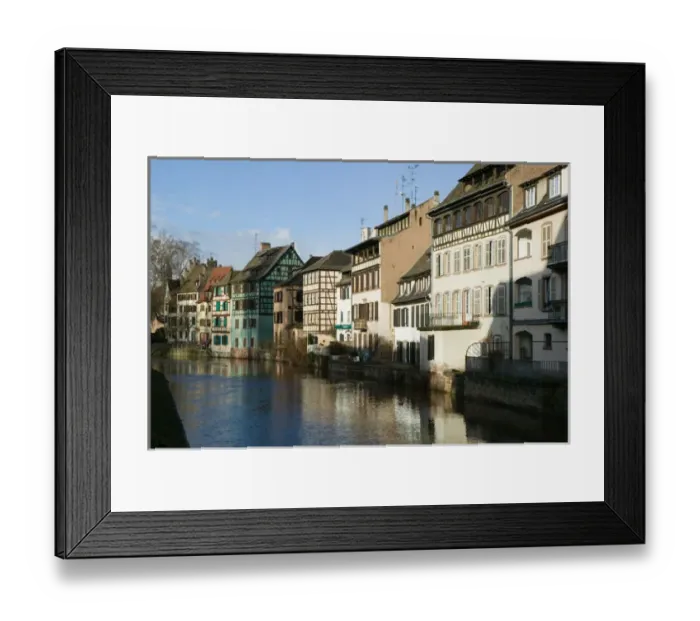 Framed Print : FRANCE-Alsace (Haut Rhin)-Strasbourg: Houses in Petite France on Ill River  /  Winter