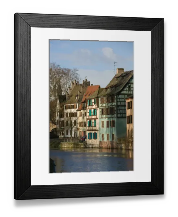 Framed Print : FRANCE-Alsace (Haut Rhin)-Strasbourg: Houses in Petite France on Ill River / Winter Framed Print : FRANCE-Alsace (Haut Rhin)-Strasbourg: Houses in Petite France on Ill River / Winter