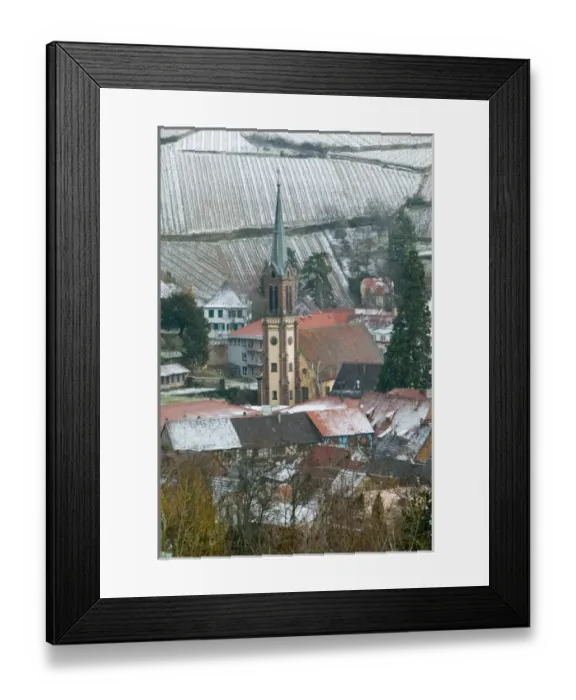 Framed Print : FRANCE- Alsace (Haut Rhin)- Ribeauville: Town view of Alsatian Wine Village in Winter