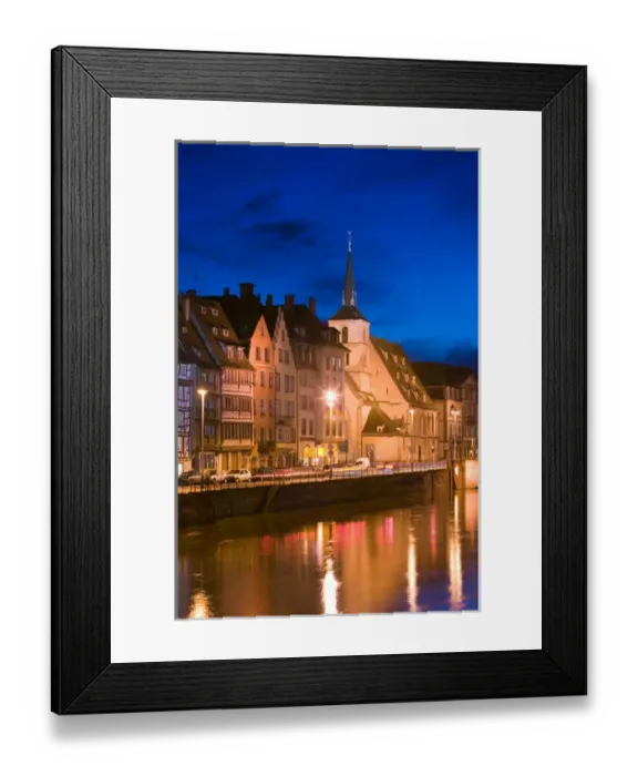 Framed Print : FRANCE-Alsace (Haut Rhin)-Strasbourg: St. Nicholas Church and Ill River / Evening Framed Print : FRANCE-Alsace (Haut Rhin)-Strasbourg: St. Nicholas Church and Ill River / Evening