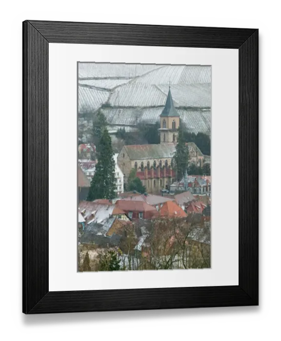 Framed Print : FRANCE- Alsace (Haut Rhin)- Ribeauville: Town view of Alsatian Wine Village in Winter