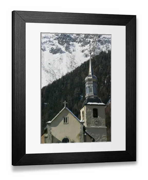 Framed Print : FRANCE-French Alps (Haute-Savoie)-CHAMONIX-MONT-BLANC: Eglise St-Michel  /  Winter