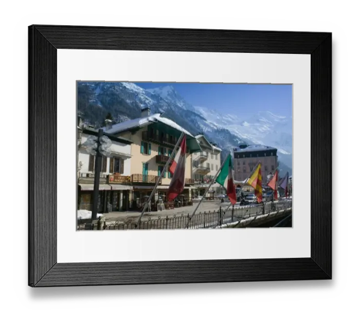 Framed Print : FRANCE-French Alps (Haute-Savoie)-CHAMONIX-MONT-BLANC: Along Quai d Arve / Winter Framed Print : FRANCE-French Alps (Haute-Savoie)-CHAMONIX-MONT-BLANC: Along Quai d Arve / Winter