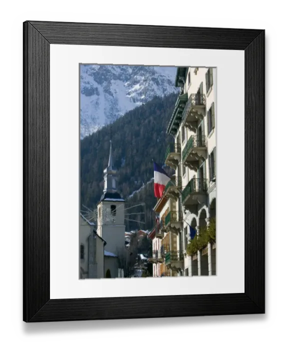 Framed Print : FRANCE-French Alps (Haute-Savoie)-CHAMONIX-MONT-BLANC: Eglise St-Michel  /  Winter