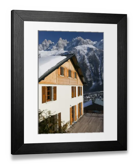 Framed Print : FRANCE-French Alps (Haute-Savoie)-CHAMONIX-MONT-BLANC: Ski Chalet & Aiguille du Midi Framed Print : FRANCE-French Alps (Haute-Savoie)-CHAMONIX-MONT-BLANC: Ski Chalet & Aiguille du Midi