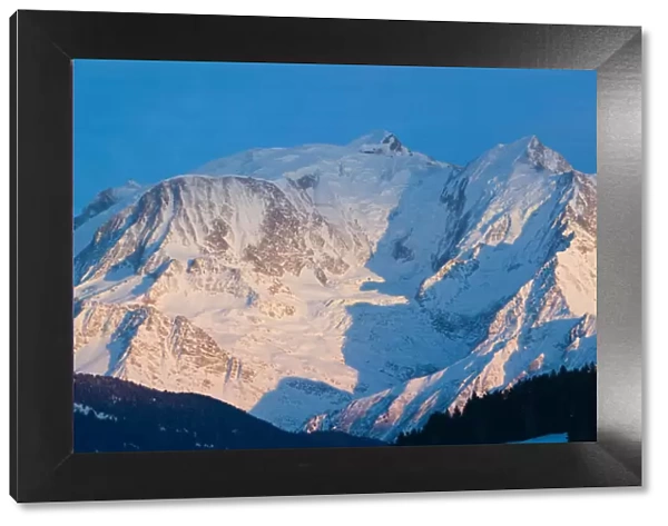 FRANCE-French Alps (Haute-Savoie)-COMBLOUX: Sunset Light on Mont-Blanc (elev. 4810 meters)