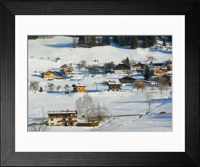 Framed Print : FRANCE-French Alps (Haute-Savoie)-PRAIRY: Small Ski Village in Winter- Ski Chateaus