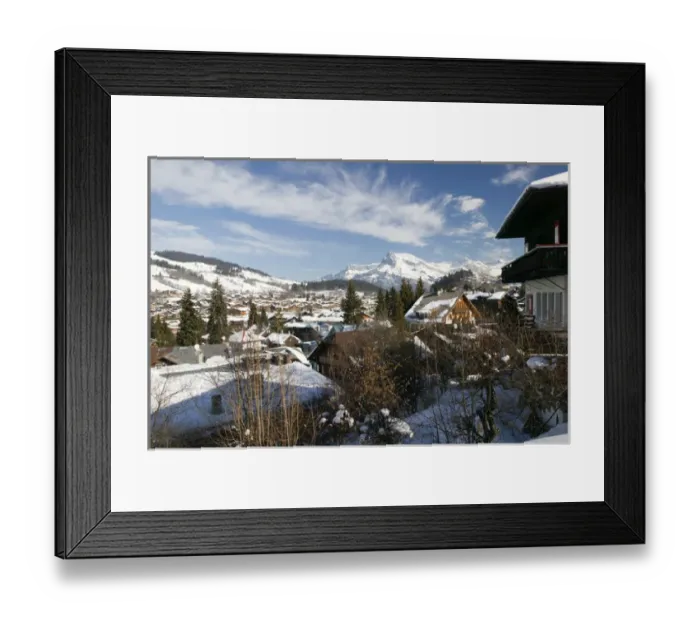 Framed Print : FRANCE-French Alps (Haute-Savoie)-MEGEVE: Ski Resort View from Calvaire Hill  /  Winter