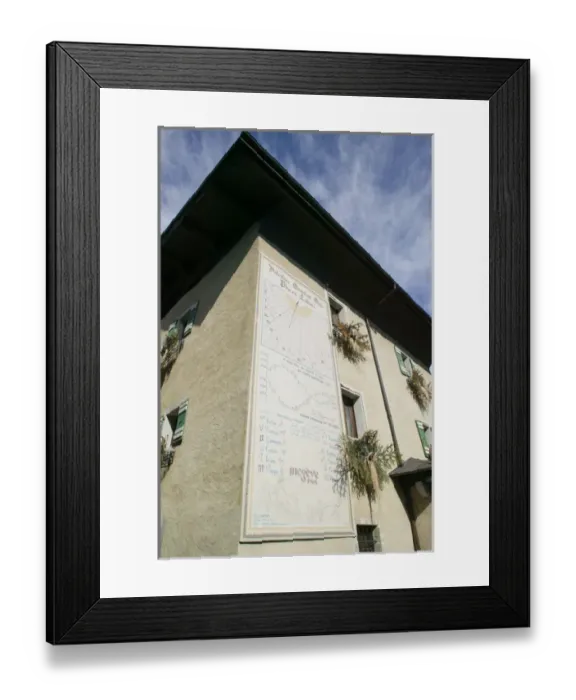 Framed Print : FRANCE-French Alps (Haute-Savoie)-MEGEVE: Sundial Clock / Winter Framed Print : FRANCE-French Alps (Haute-Savoie)-MEGEVE: Sundial Clock / Winter