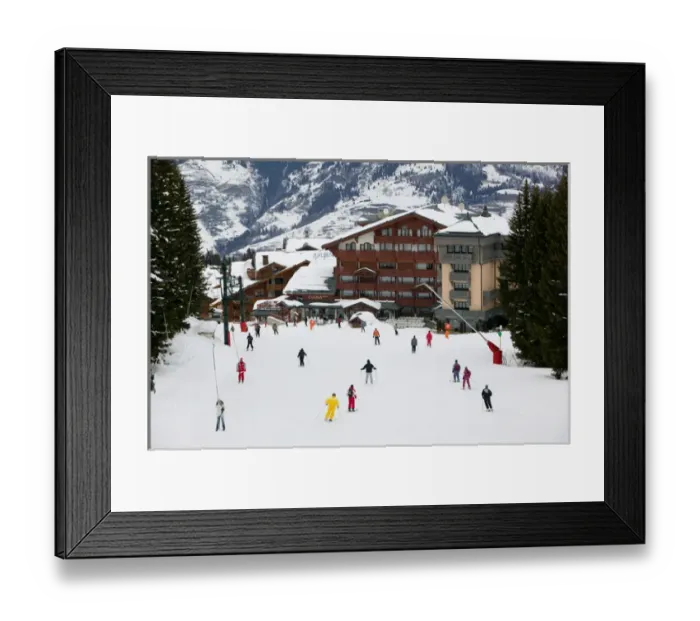 Framed Print : FRANCE-French Alps (Savoie)-COURCHEVEL 1850: Skiers  /  Ski Resort  /  Winter