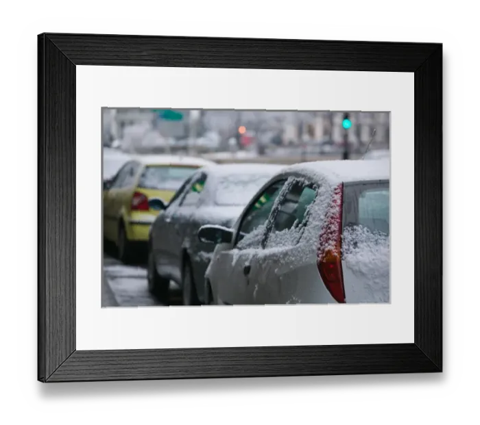 Framed Print : FRANCE-French Alps (Isere)-GRENOBLE: Snow Covered Cars