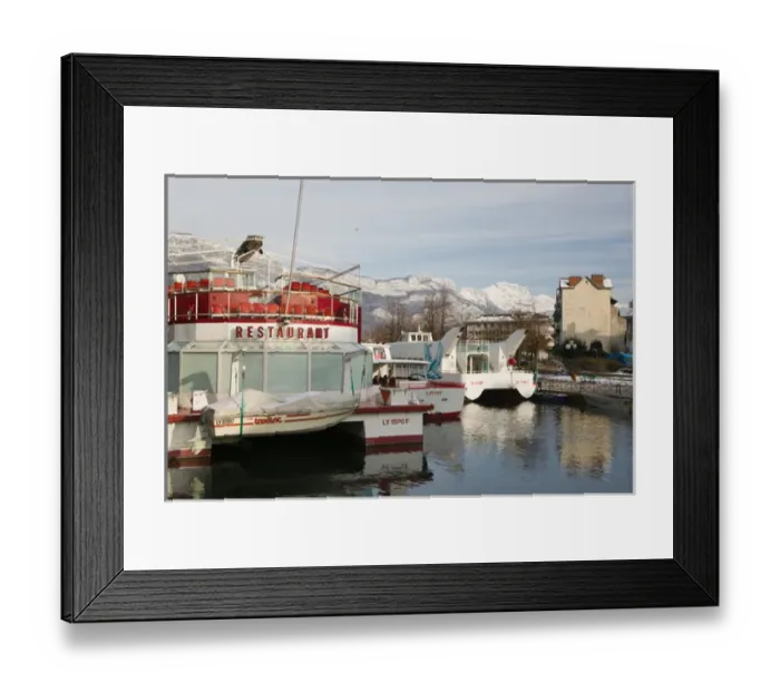 Framed Print : FRANCE-French Alps (Haute-Savoie)-ANNECY: Tour Boats  /  Lake Annecy  /  Winter