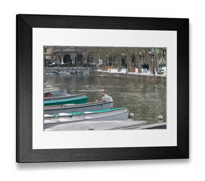 Framed Print : FRANCE-French Alps (Haute-Savoie)-ANNECY: Lake Annecy & Boats along Canal du Vasse