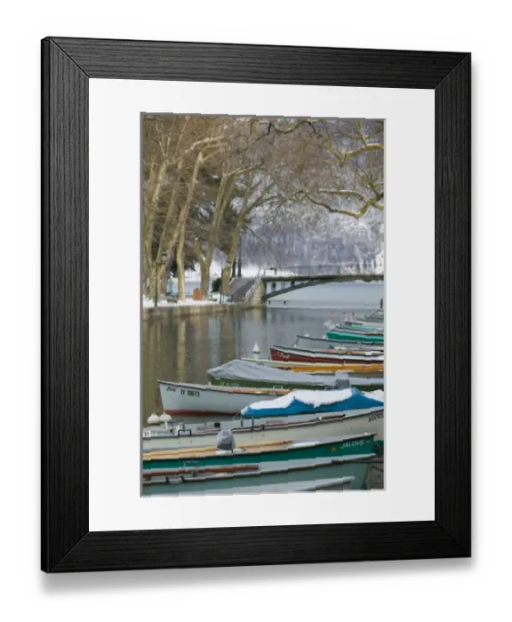 Framed Print : FRANCE-French Alps (Haute-Savoie)-ANNECY: Lake Annecy & Boats along Canal du Vasse